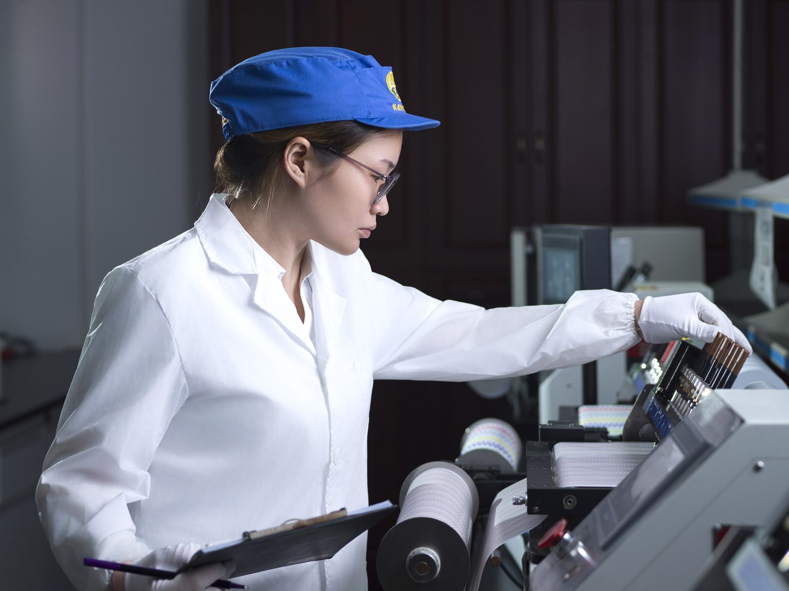 Kaywin lab technician performing ink formula testing and quality checks